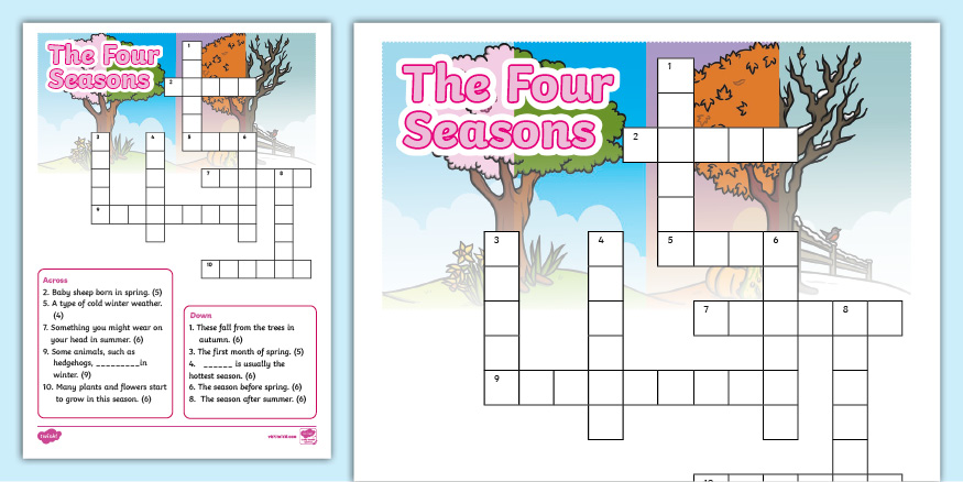 KS1 Four Seasons Crossword (teacher made) Twinkl